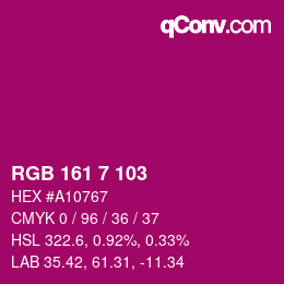 颜色代码: RGB 161 7 103 | qconv.com