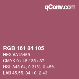 カラーコード: RGB 161 84 105 | qconv.com