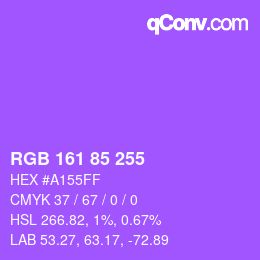Color code: RGB 161 85 255 | qconv.com
