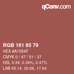 Color code: RGB 161 85 79 | qconv.com