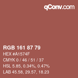 Color code: RGB 161 87 79 | qconv.com