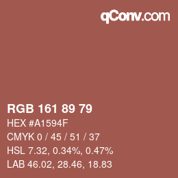 Farbcode: RGB 161 89 79 | qconv.com