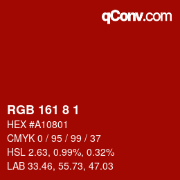 Color code: RGB 161 8 1 | qconv.com