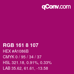颜色代码: RGB 161 8 107 | qconv.com