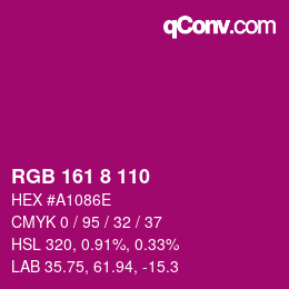 颜色代码: RGB 161 8 110 | qconv.com