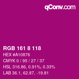 颜色代码: RGB 161 8 118 | qconv.com