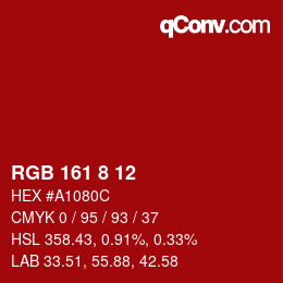 颜色代码: RGB 161 8 12 | qconv.com