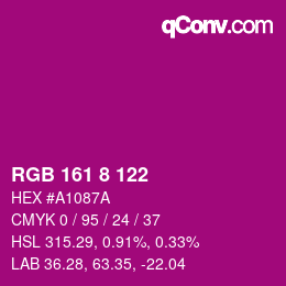 颜色代码: RGB 161 8 122 | qconv.com