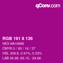 颜色代码: RGB 161 8 136 | qconv.com