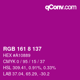 颜色代码: RGB 161 8 137 | qconv.com