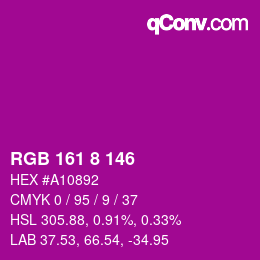 颜色代码: RGB 161 8 146 | qconv.com