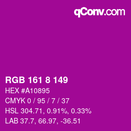 颜色代码: RGB 161 8 149 | qconv.com