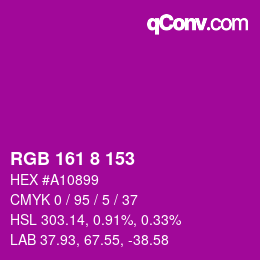 カラーコード: RGB 161 8 153 | qconv.com