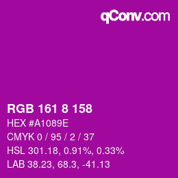 カラーコード: RGB 161 8 158 | qconv.com