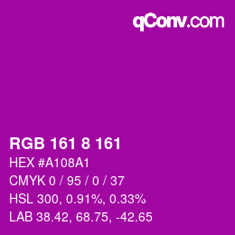 颜色代码: RGB 161 8 161 | qconv.com
