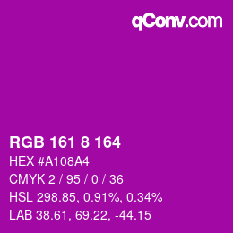 Color code: RGB 161 8 164 | qconv.com