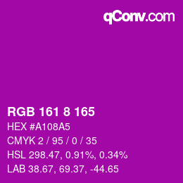 カラーコード: RGB 161 8 165 | qconv.com