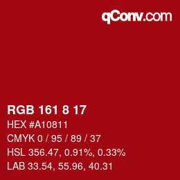 Color code: RGB 161 8 17 | qconv.com