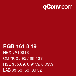 颜色代码: RGB 161 8 19 | qconv.com