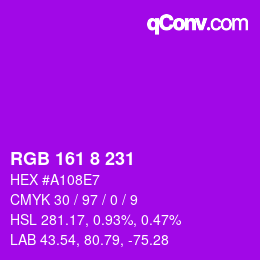カラーコード: RGB 161 8 231 | qconv.com