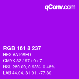 カラーコード: RGB 161 8 237 | qconv.com