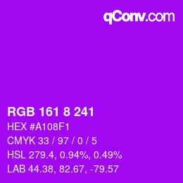 Color code: RGB 161 8 241 | qconv.com