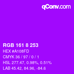 颜色代码: RGB 161 8 253 | qconv.com