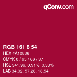 颜色代码: RGB 161 8 54 | qconv.com