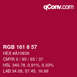颜色代码: RGB 161 8 57 | qconv.com