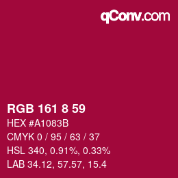 颜色代码: RGB 161 8 59 | qconv.com
