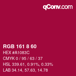 颜色代码: RGB 161 8 60 | qconv.com