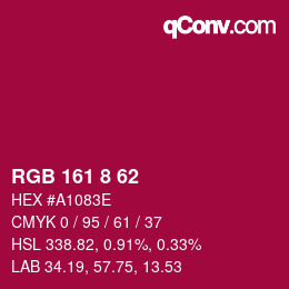 颜色代码: RGB 161 8 62 | qconv.com