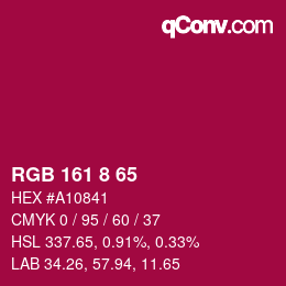 颜色代码: RGB 161 8 65 | qconv.com