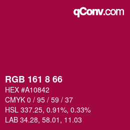 颜色代码: RGB 161 8 66 | qconv.com