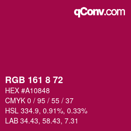 颜色代码: RGB 161 8 72 | qconv.com
