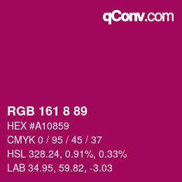 颜色代码: RGB 161 8 89 | qconv.com