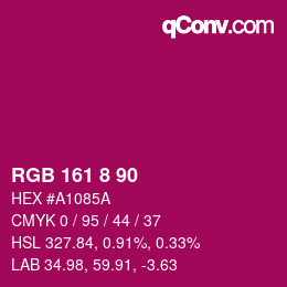 颜色代码: RGB 161 8 90 | qconv.com