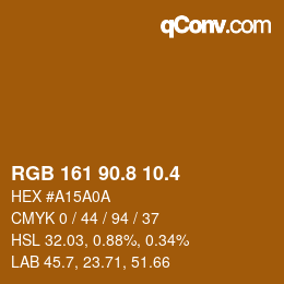 カラーコード: RGB 161 90.8 10.4 | qconv.com