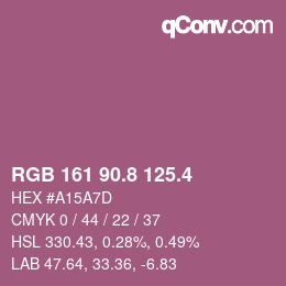 カラーコード: RGB 161 90.8 125.4 | qconv.com