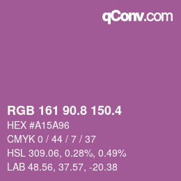 カラーコード: RGB 161 90.8 150.4 | qconv.com