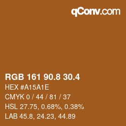 カラーコード: RGB 161 90.8 30.4 | qconv.com
