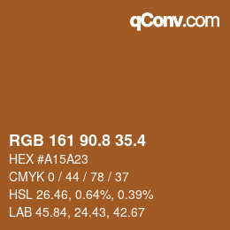カラーコード: RGB 161 90.8 35.4 | qconv.com