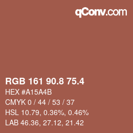 カラーコード: RGB 161 90.8 75.4 | qconv.com