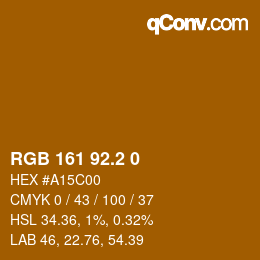 カラーコード: RGB 161 92.2 0 | qconv.com