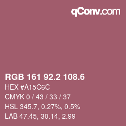 カラーコード: RGB 161 92.2 108.6 | qconv.com