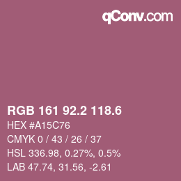 カラーコード: RGB 161 92.2 118.6 | qconv.com