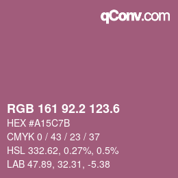 カラーコード: RGB 161 92.2 123.6 | qconv.com