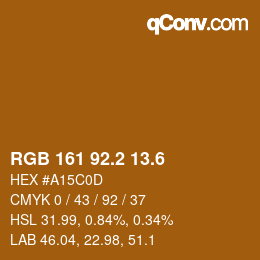 カラーコード: RGB 161 92.2 13.6 | qconv.com
