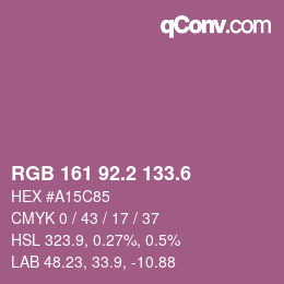 カラーコード: RGB 161 92.2 133.6 | qconv.com