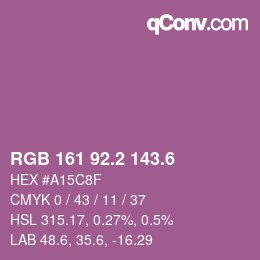 カラーコード: RGB 161 92.2 143.6 | qconv.com